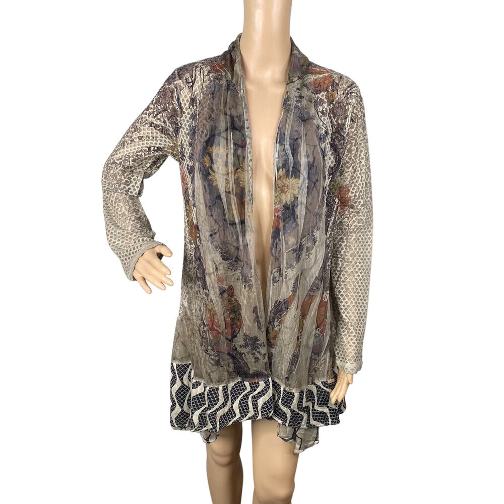 Kamana Y2K Patchwork Lace Mesh Cardigan Jacket M Fairycore Whimsigoth Artsy